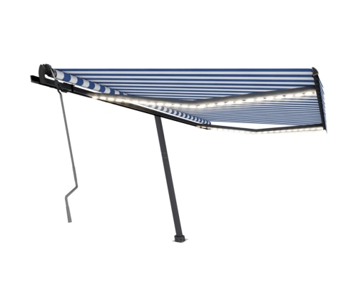 Toldo manual retráctil con LED azul y blanco 400x350 cm