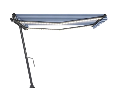 Toldo manual retráctil con LED azul y blanco 400x350 cm