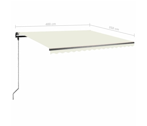 Toldo manual retráctil con LED color crema 400x350 cm