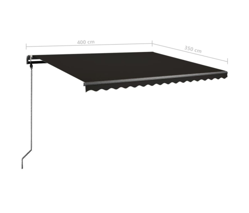 Toldo manual retráctil con LED gris antracita 400x350 cm