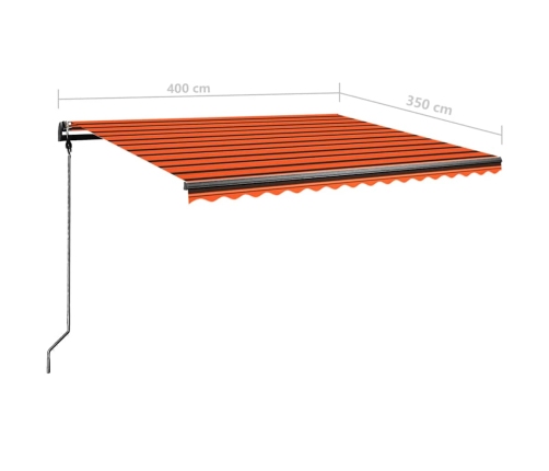 Toldo retráctil manual con luz LED naranja y marrón 400x350 cm