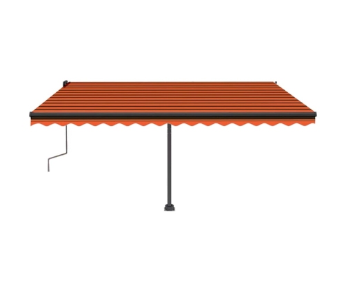 Toldo retráctil manual con luz LED naranja y marrón 400x350 cm