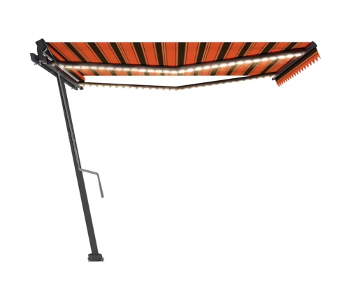 Toldo retráctil manual con luz LED naranja y marrón 400x350 cm