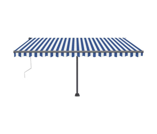 Toldo de pie automático azul y blanco 400x350 cm