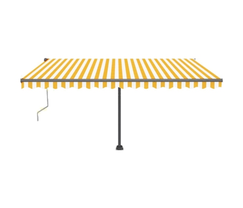 Toldo de pie automático amarillo y blanco 400x350 cm