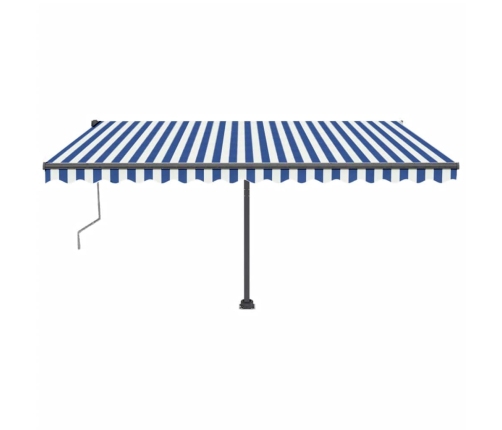 Toldo automático LED sensor de viento azul y blanco 400x350 cm