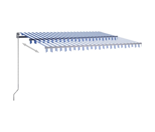 Toldo automático LED sensor de viento azul y blanco 400x350 cm