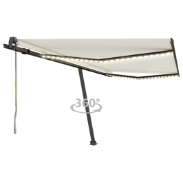 Toldo automático con LED y sensor de viento crema 400x350 cm