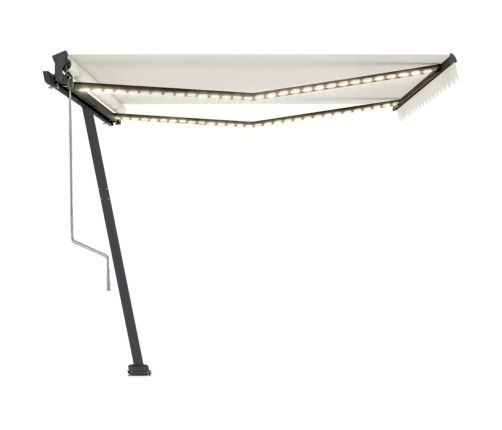 Toldo automático con LED y sensor de viento crema 400x350 cm