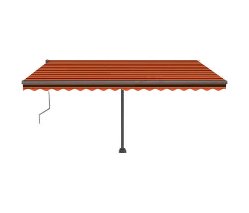 Toldo automático LED sensor de viento naranja marrón 400x350 cm