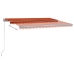 Toldo automático LED sensor de viento naranja marrón 400x350 cm