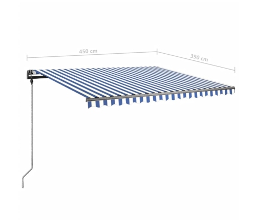 Toldo de pie retráctil manual azul y blanco 450x350 cm