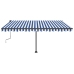 Toldo de pie retráctil manual azul y blanco 450x350 cm