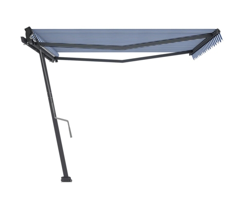 Toldo de pie retráctil manual azul y blanco 450x350 cm