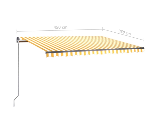 Toldo de pie retráctil manual amarillo y blanco 450x350 cm