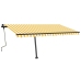 Toldo de pie retráctil manual amarillo y blanco 450x350 cm