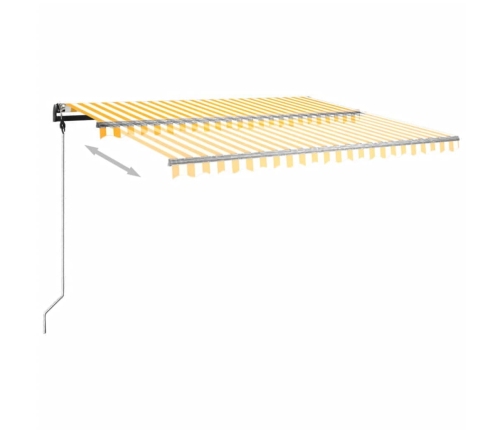 Toldo de pie retráctil manual amarillo y blanco 450x350 cm