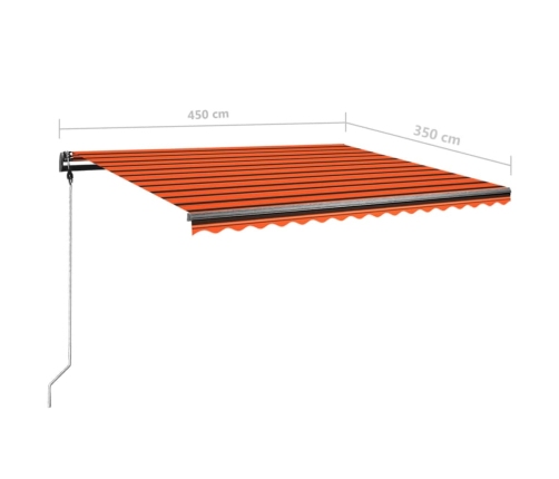 Toldo de pie retráctil manual naranja y marrón 450x350 cm