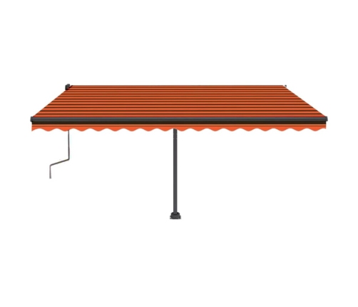 Toldo de pie retráctil manual naranja y marrón 450x350 cm