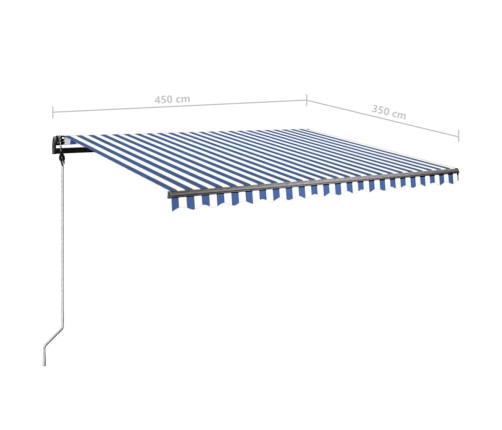 Toldo manual retráctil con LED azul y blanco 450x350 cm