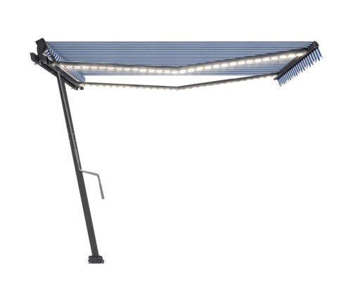 Toldo manual retráctil con LED azul y blanco 450x350 cm