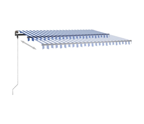 Toldo manual retráctil con LED azul y blanco 450x350 cm