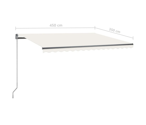 Toldo manual retráctil con LED color crema 450x350 cm