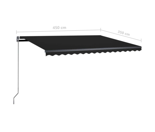 Toldo manual retráctil con LED gris antracita 450x350 cm