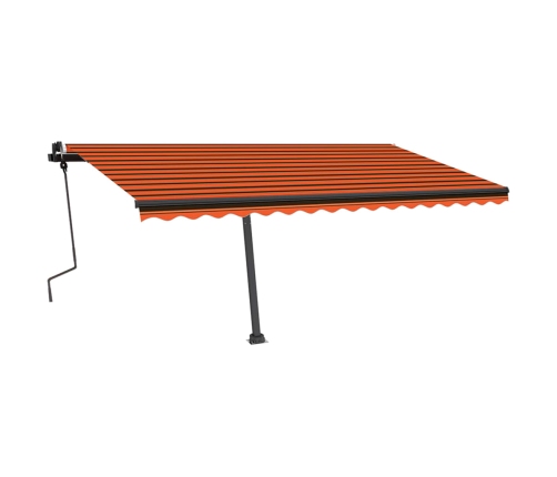 Toldo manual retráctil con LED naranja y marrón 450x350 cm