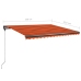 Toldo manual retráctil con LED naranja y marrón 450x350 cm