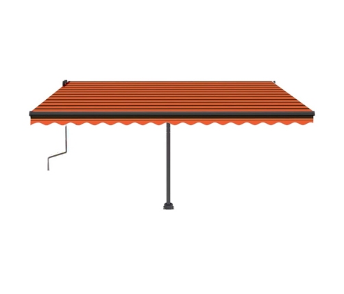 Toldo manual retráctil con LED naranja y marrón 450x350 cm