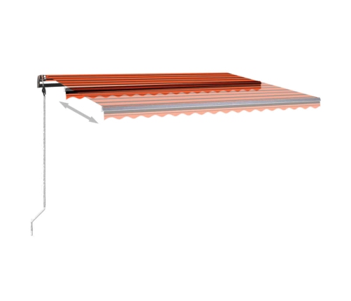 Toldo manual retráctil con LED naranja y marrón 450x350 cm