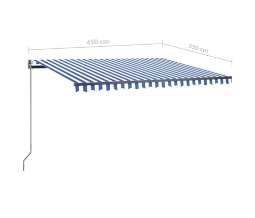 Toldo de pie automático azul y blanco 450x350 cm