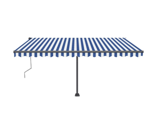 Toldo de pie automático azul y blanco 450x350 cm