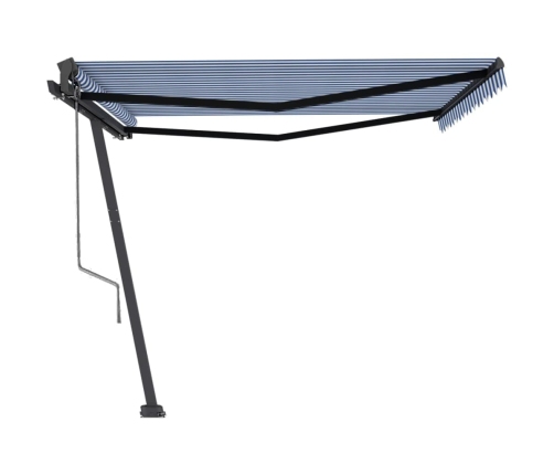 Toldo de pie automático azul y blanco 450x350 cm