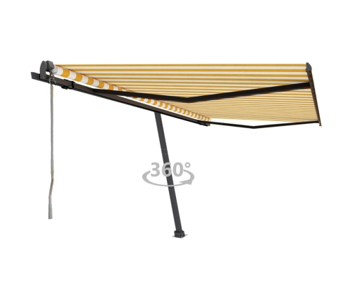 Toldo de pie automático amarillo y blanco 450x350 cm