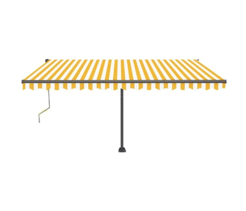 Toldo de pie automático amarillo y blanco 450x350 cm