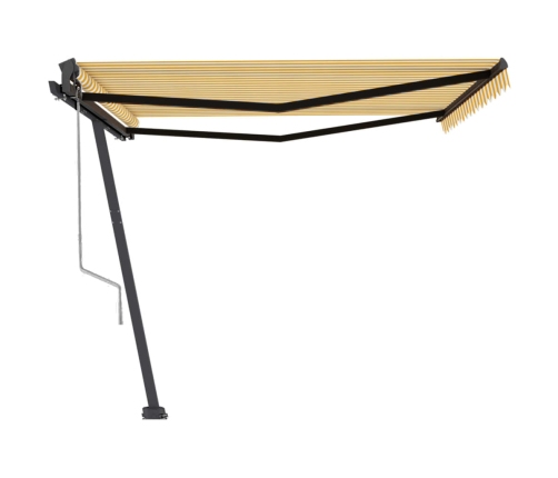 Toldo de pie automático amarillo y blanco 450x350 cm