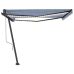 Toldo automático LED sensor de viento azul y blanco 450x350 cm