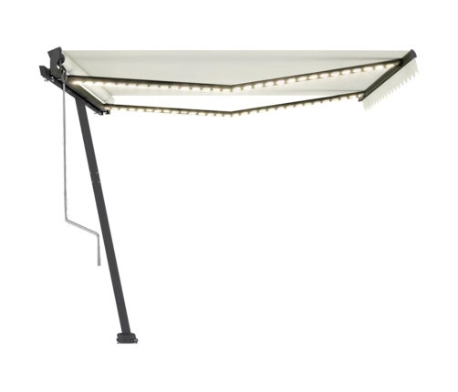 Toldo automático con LED y sensor de viento crema 450x350 cm