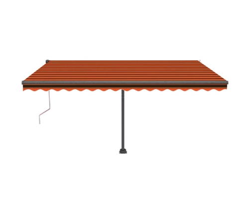 Toldo automático LED sensor de viento naranja marrón 450x350 cm