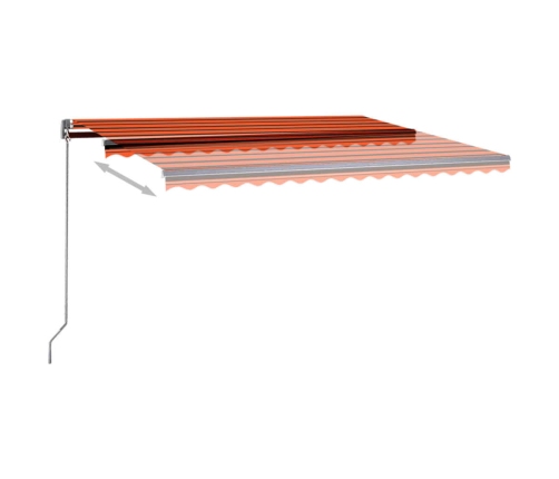 Toldo automático LED sensor de viento naranja marrón 450x350 cm