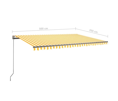 Toldo de pie retráctil manual amarillo y blanco 500x350 cm