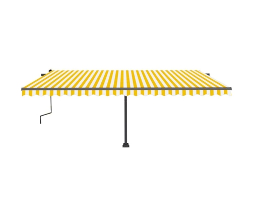 Toldo de pie retráctil manual amarillo y blanco 500x350 cm