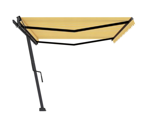 Toldo de pie retráctil manual amarillo y blanco 500x350 cm