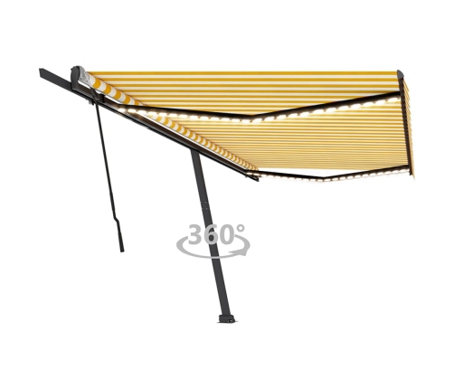 Toldo retráctil manual con luz LED amarillo y blanco 500x350 cm