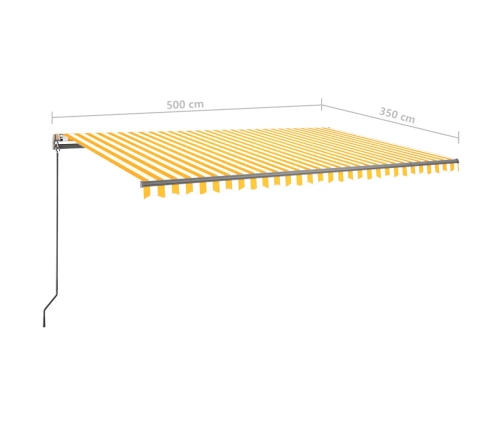 Toldo retráctil manual con luz LED amarillo y blanco 500x350 cm