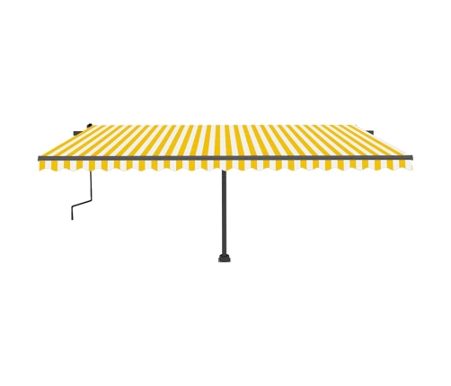 Toldo retráctil manual con luz LED amarillo y blanco 500x350 cm