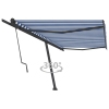 Toldo de pie automático azul y blanco 500x350 cm