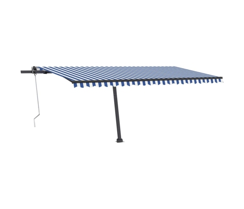 Toldo de pie automático azul y blanco 500x350 cm